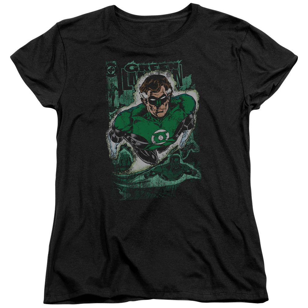Justice League Green Lantern #1 Distress Womens T Shirt Black