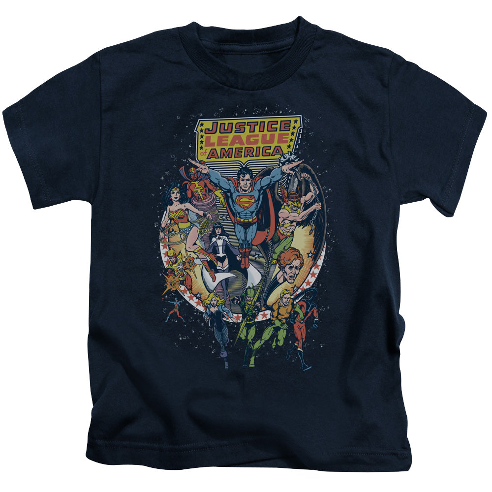 Justice League Star Group Juvenile Kids Youth T Shirt Navy Blue