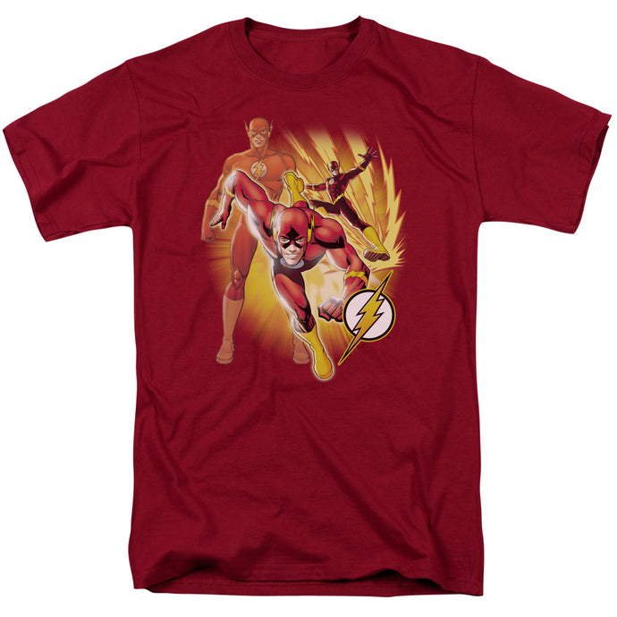 Justice League Flash Collage Mens T Shirt Cardinal