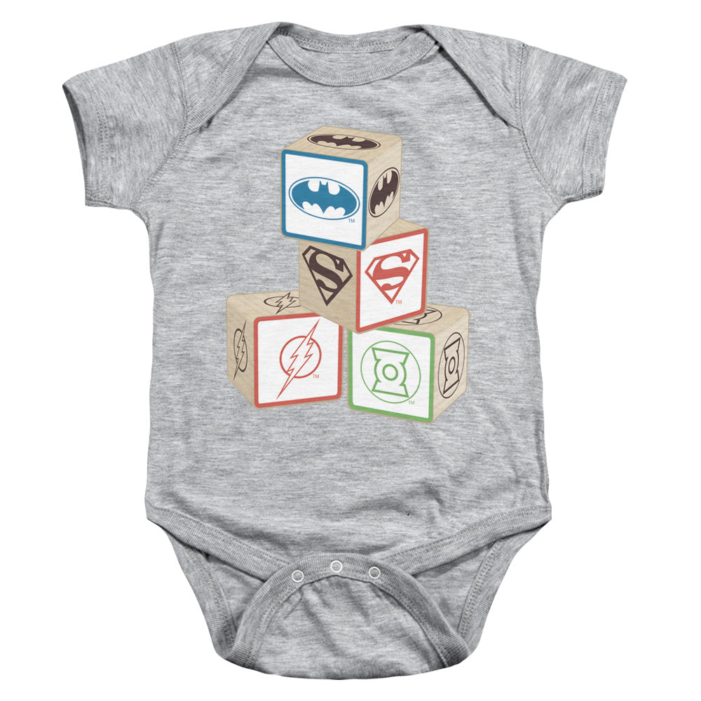 Justice League Baby Block Infant Baby Snapsuit Athletic Heather (24 Mos)