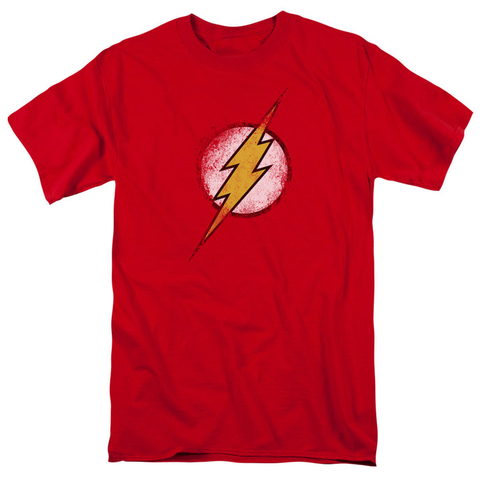 Justice League Destroyed Flash Logo Mens T Shirt Red