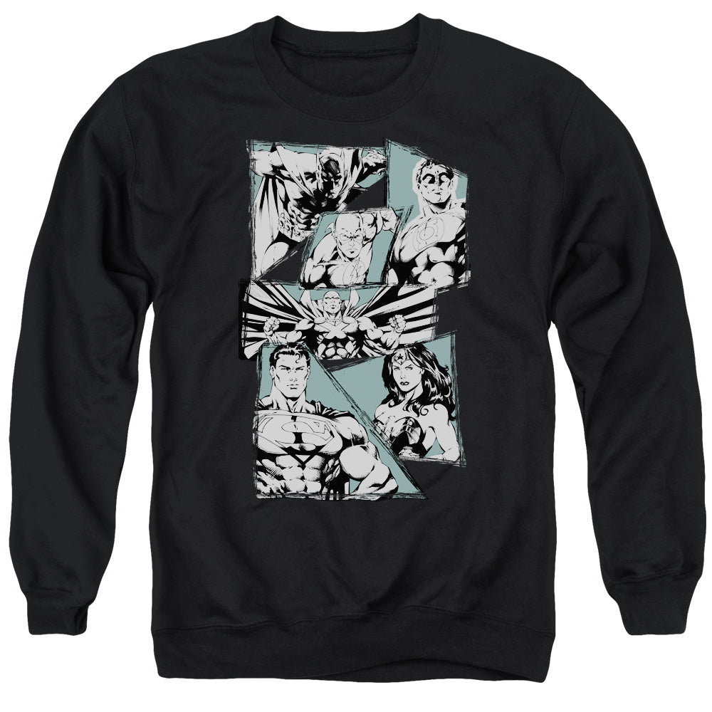 Justice League a Mighty League Mens Crewneck Sweatshirt Black