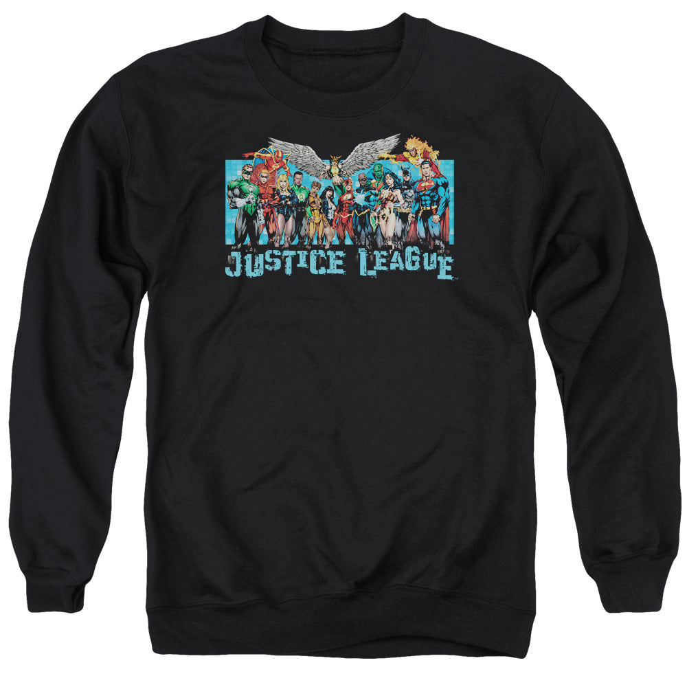Justice League League Lineup Mens Crewneck Sweatshirt Black