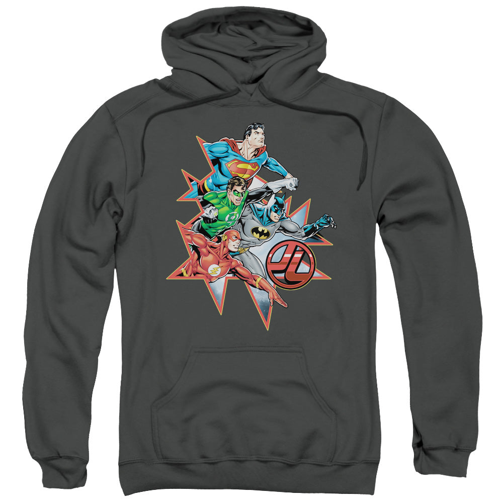 Justice League Starburst Mens Hoodie Charcoal