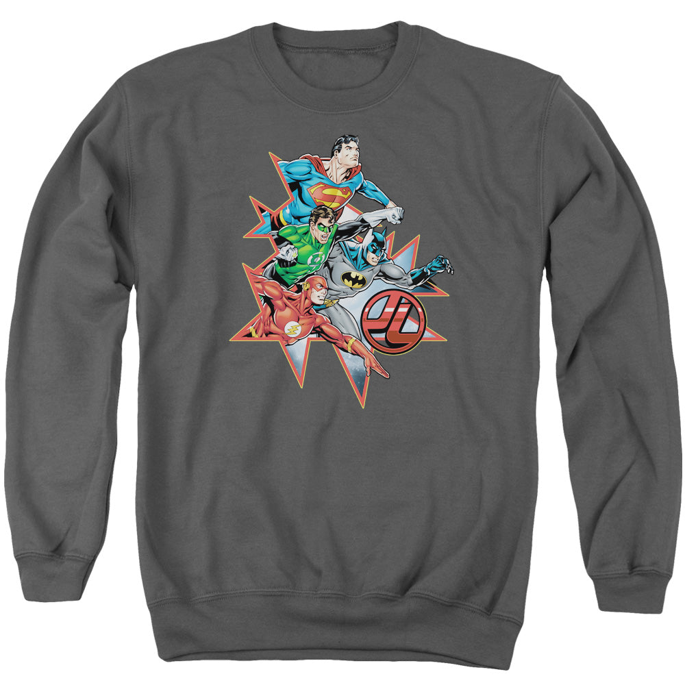Justice League Starburst Mens Crewneck Sweatshirt Charcoal