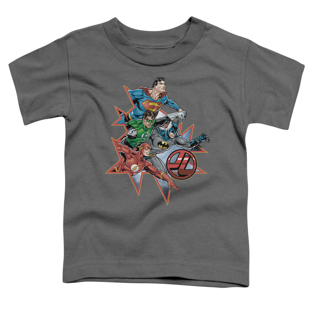 Justice League Starburst Toddler Kids Youth T Shirt Charcoal