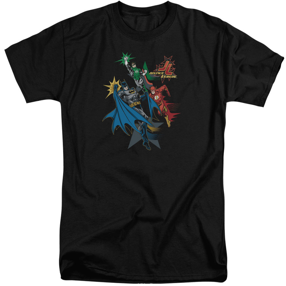 Justice League Of America Action Stars Mens Tall T Shirt Black Officially Licensed