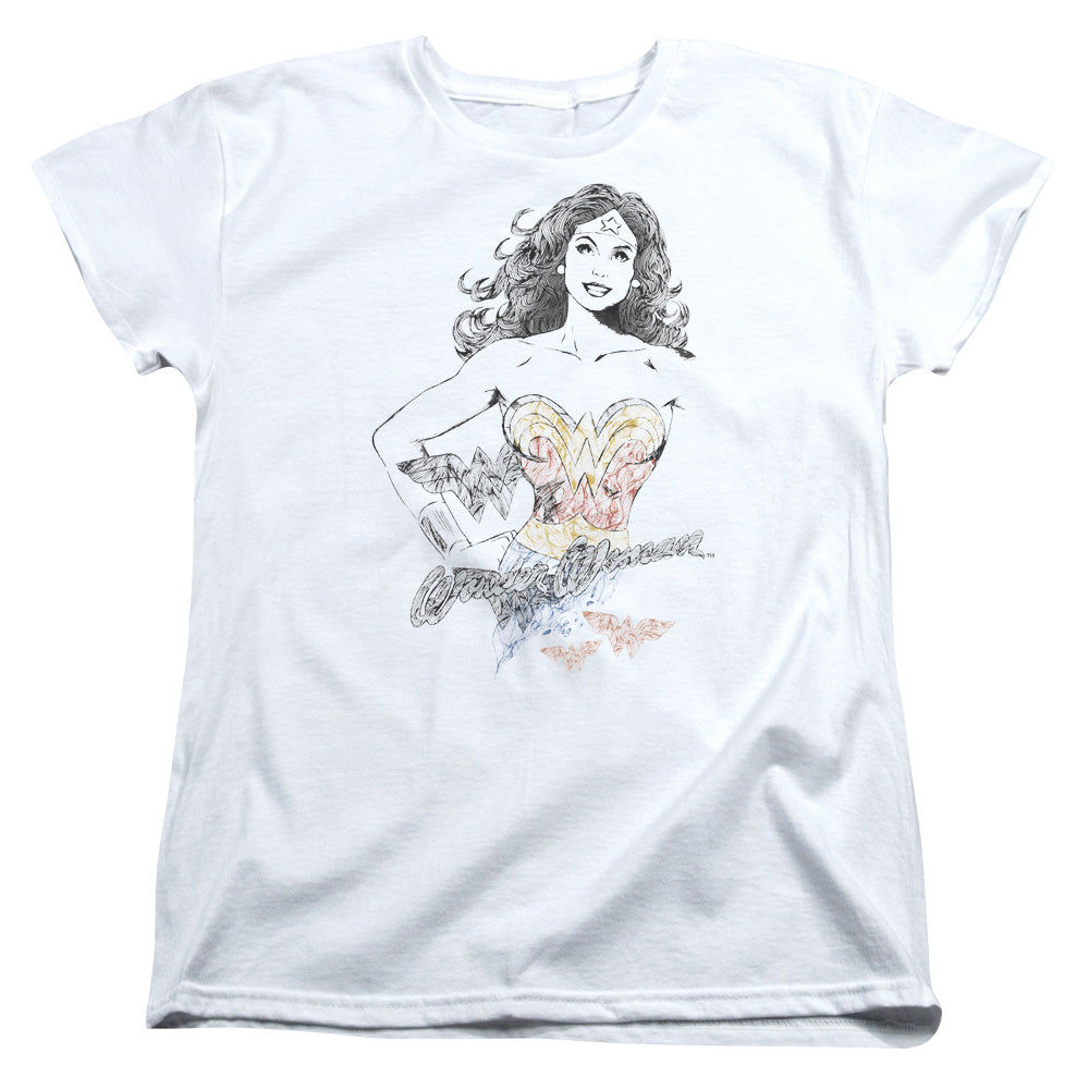 DCO Justice League Wonder Squiggles Womens T Shirt White