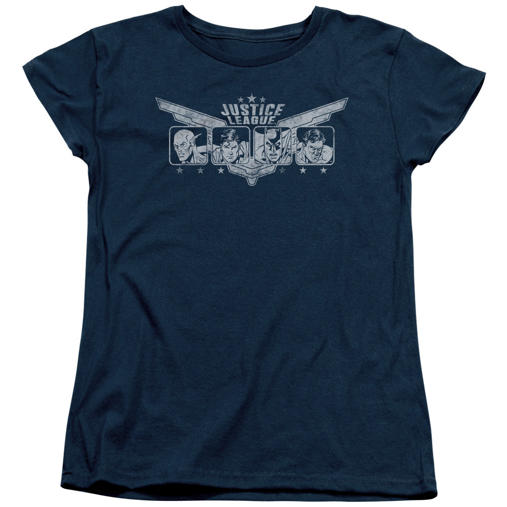 Justice League Justice Wings Womens T Shirt Navy Blue