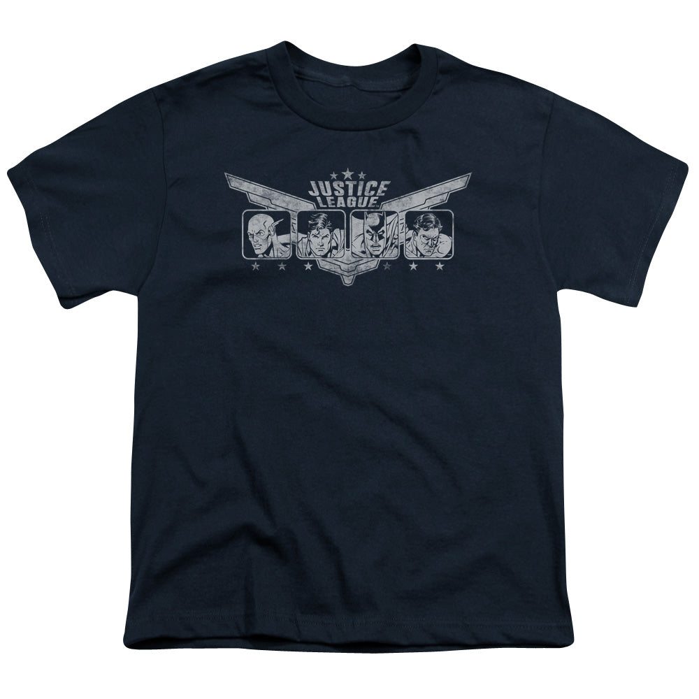 Justice League Justice Wings Kids Youth T Shirt Navy Blue