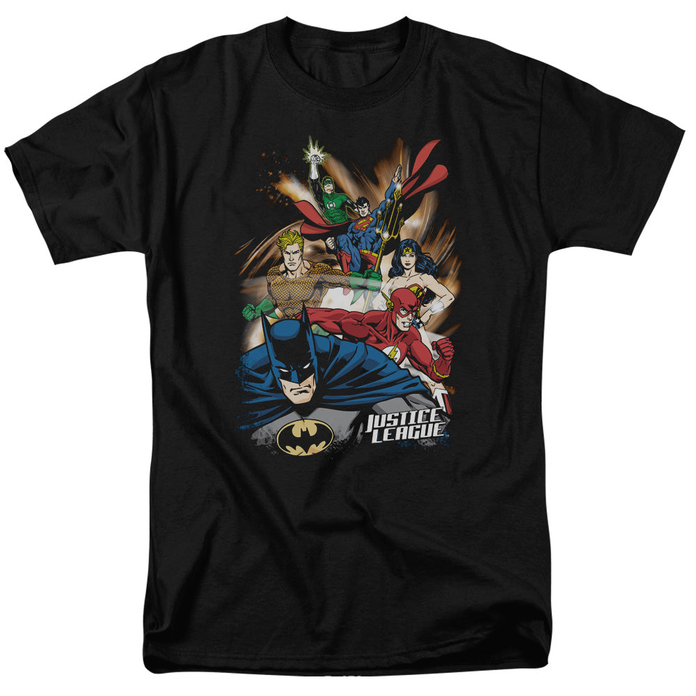 Justice League Of America Starburst Mens T Shirt Black Officially Licensed