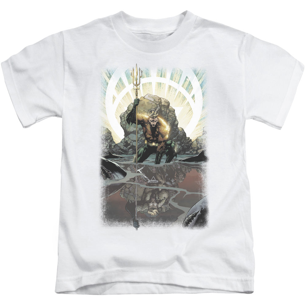 Justice League Brightest Day Aquaman Juvenile Kids Youth T Shirt White