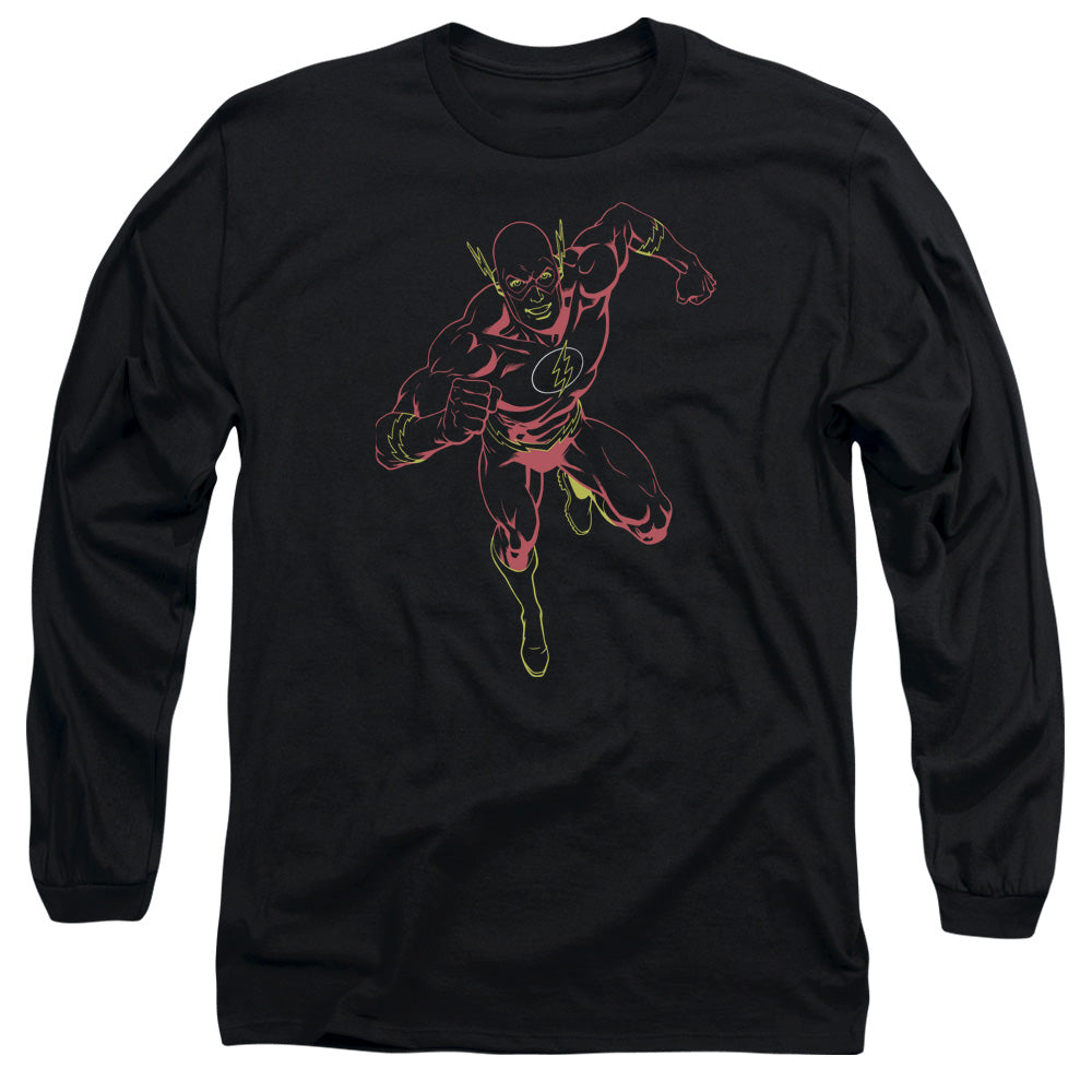 Justice League Neon Flash Mens Long Sleeve Shirt Black