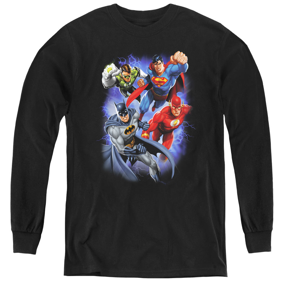 Justice League Storm Makers Long Sleeve Kids Youth T Shirt Black