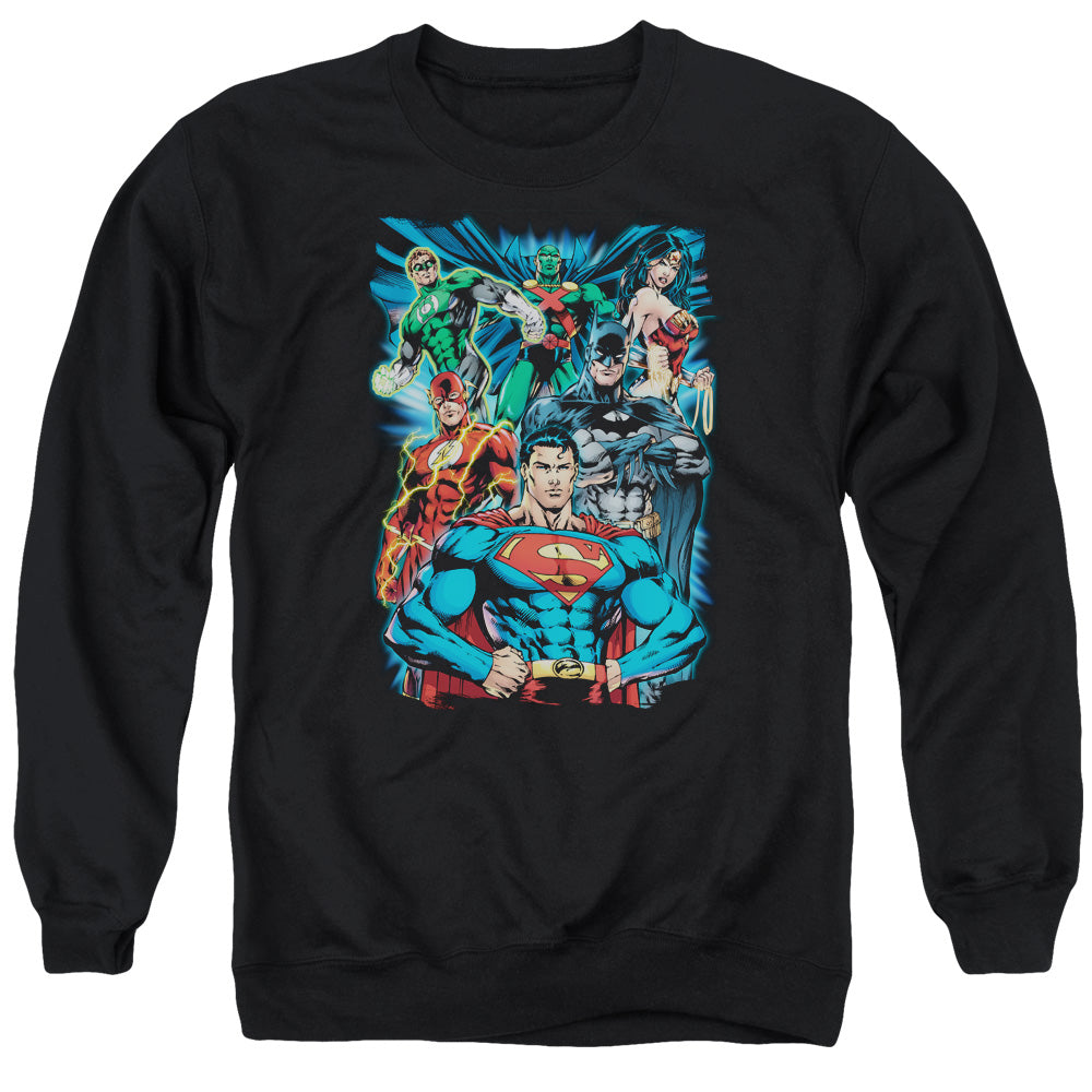 Justice League Justice is Served Mens Crewneck Sweatshirt Black