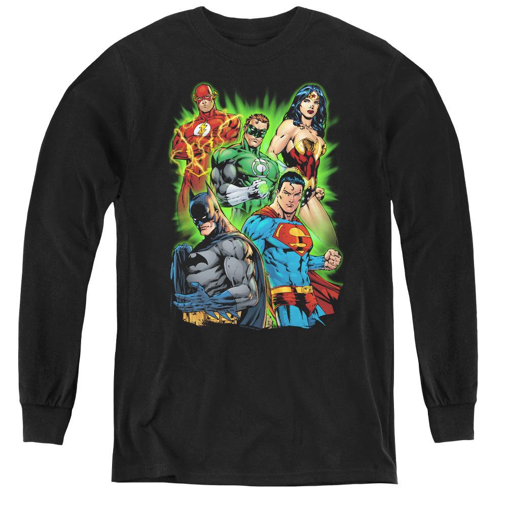 Justice League Will Power Long Sleeve Kids Youth T Shirt Black