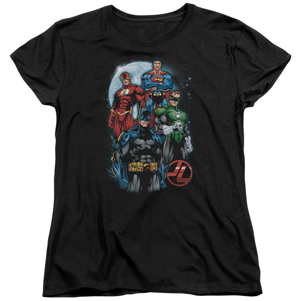 Justice League the Four Womens T Shirt Black
