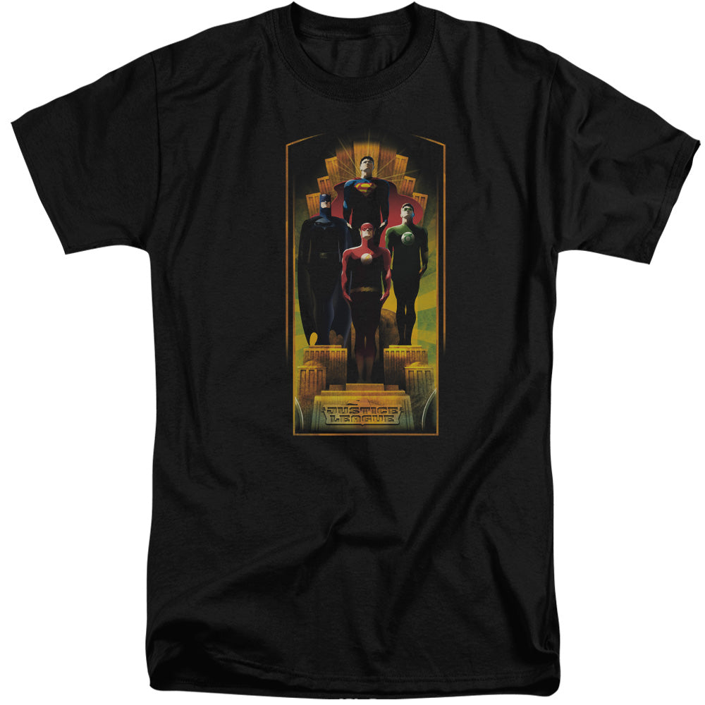 Justice League Of America Deco Mens Tall T Shirt Black Officially Licensed