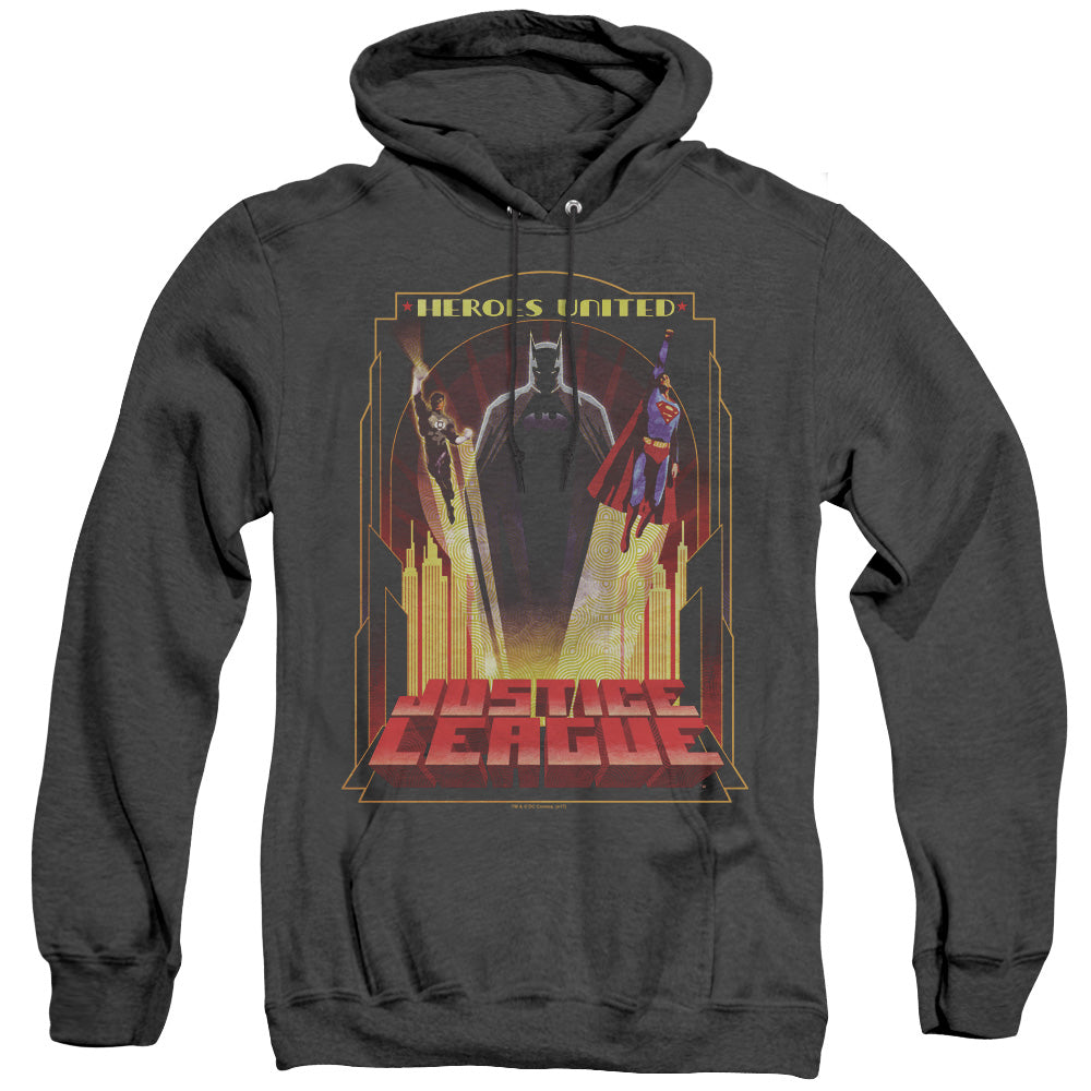 Justice League Heroes United Heather Mens Hoodie Black