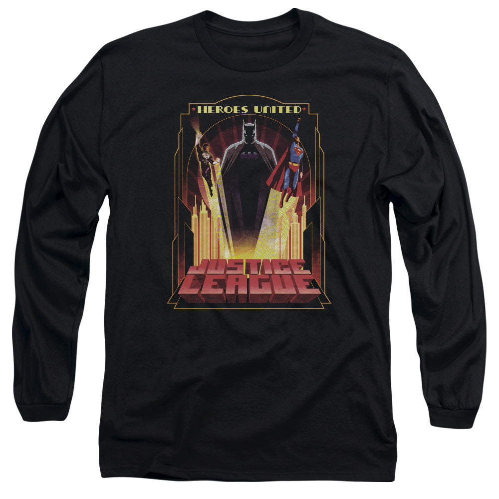 Justice League Heroes United Mens Long Sleeve Shirt Black