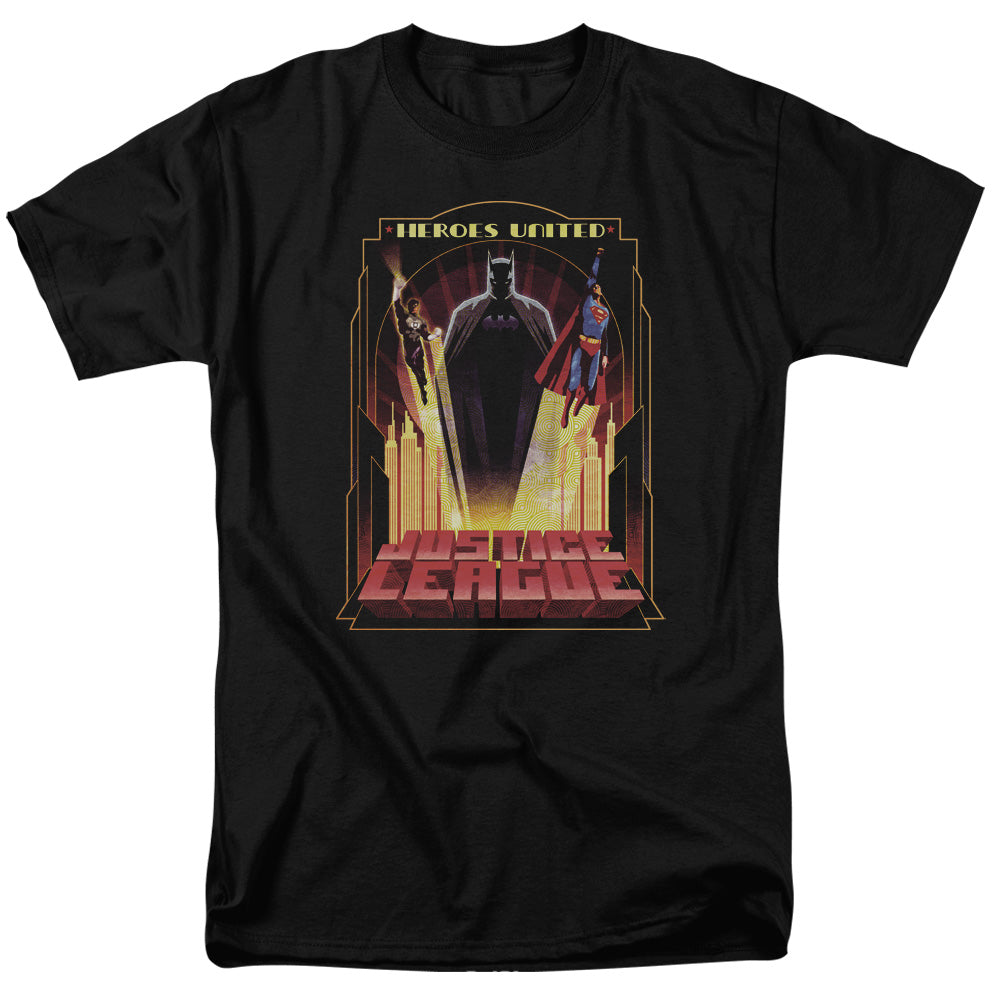 Justice League Heroes United Mens T Shirt Black