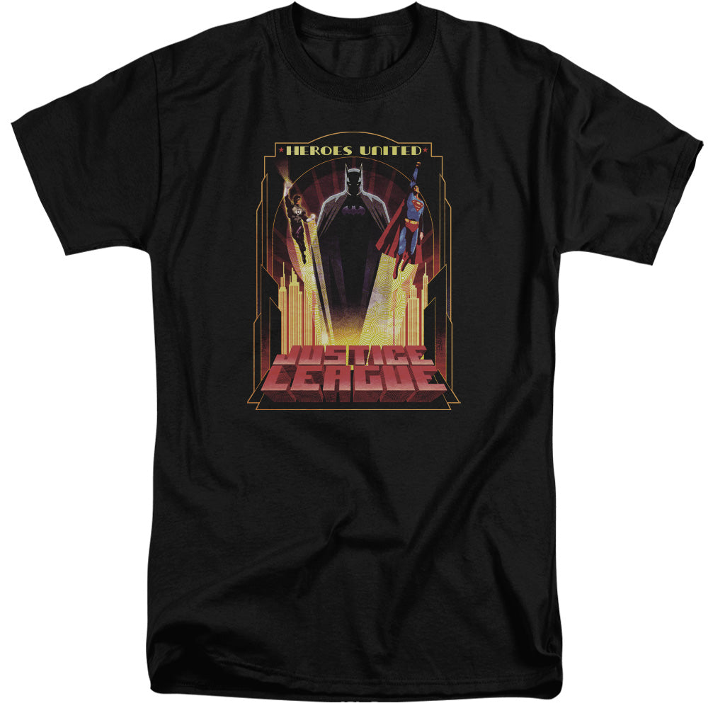 Justice League Heroes United Mens Tall T Shirt Black