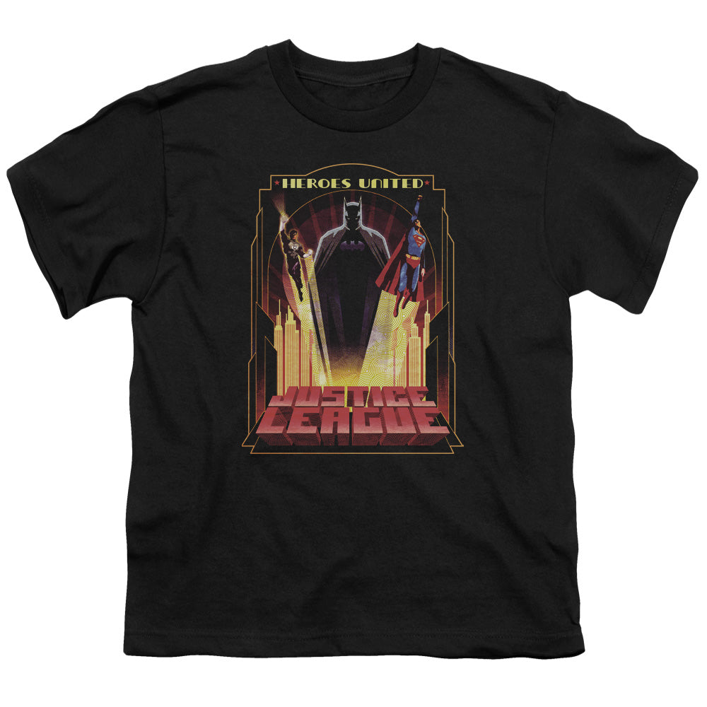 Justice League Heroes United Kids Youth T Shirt Black