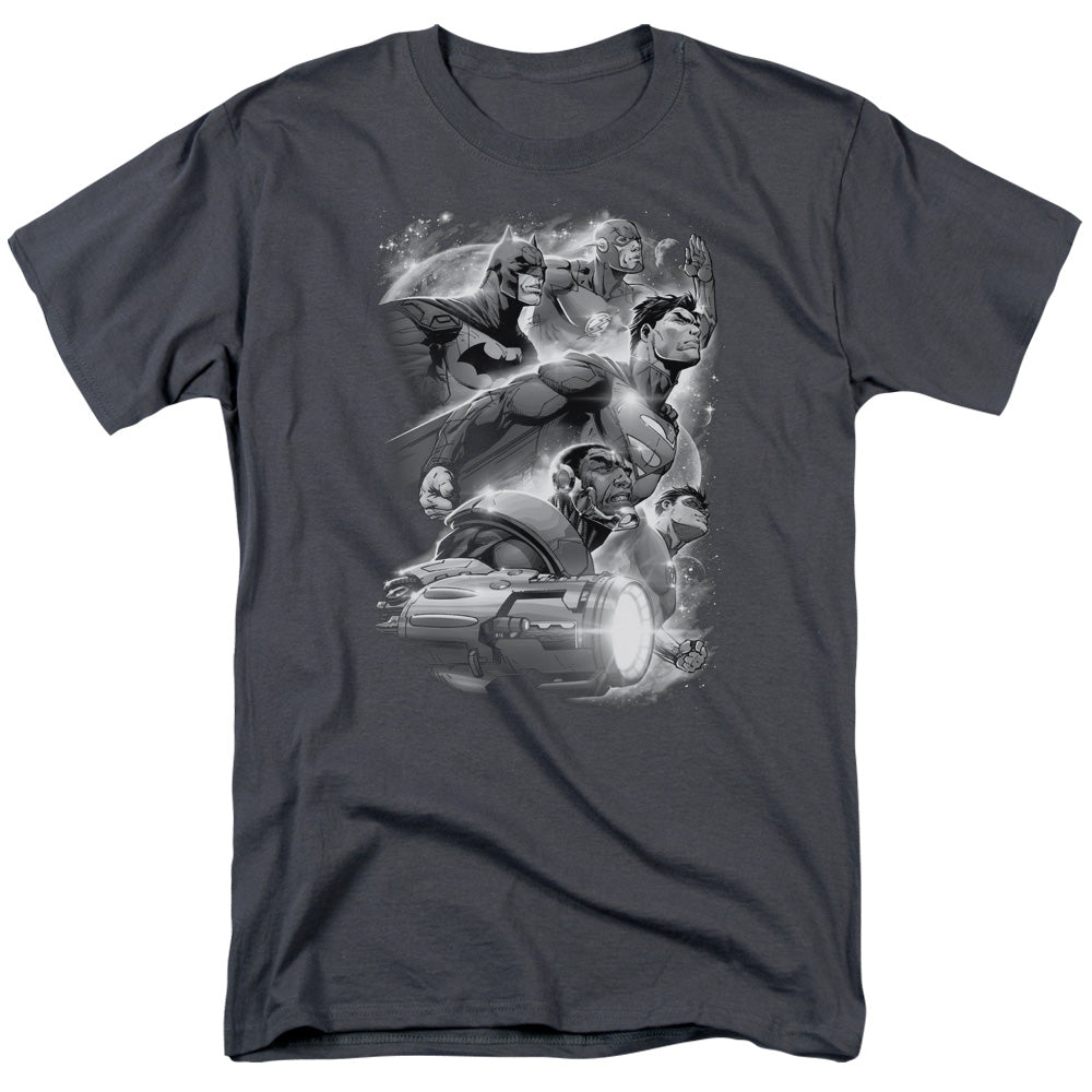 Justice League Atmospheric Mens T Shirt Charcoal
