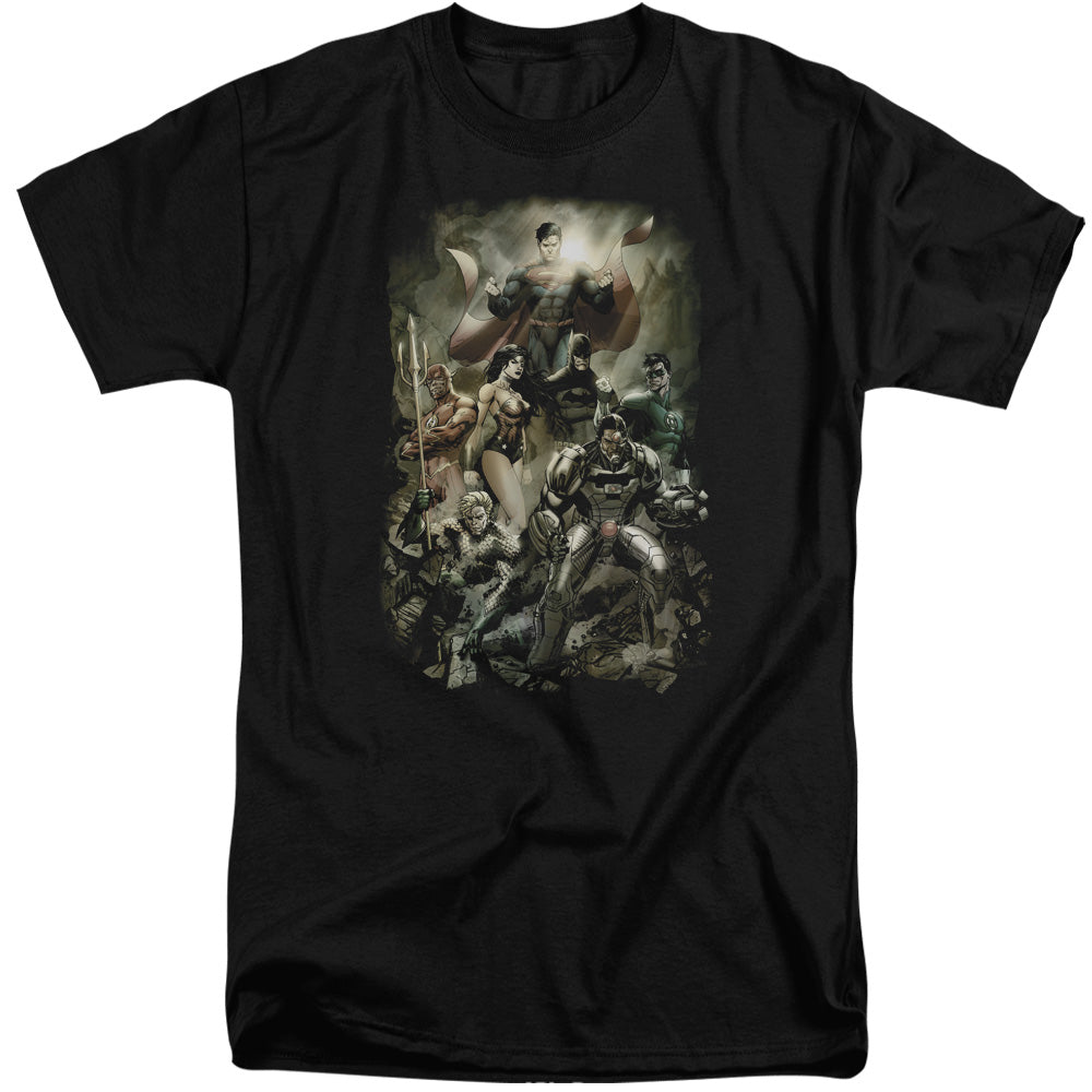 Justice League Of America Aftermath Mens Tall T Shirt Black Officially Licensed