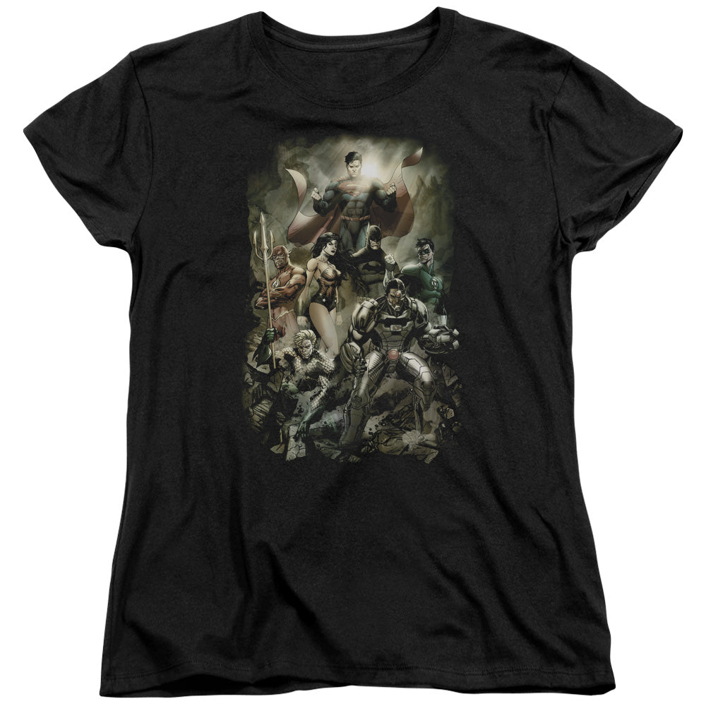 Justice League Aftermath Womens T Shirt Black