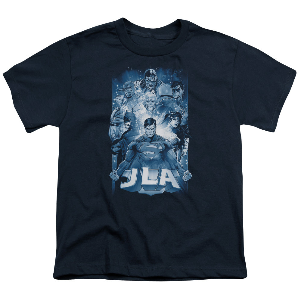 Justice League Burst Kids Youth T Shirt Navy Blue