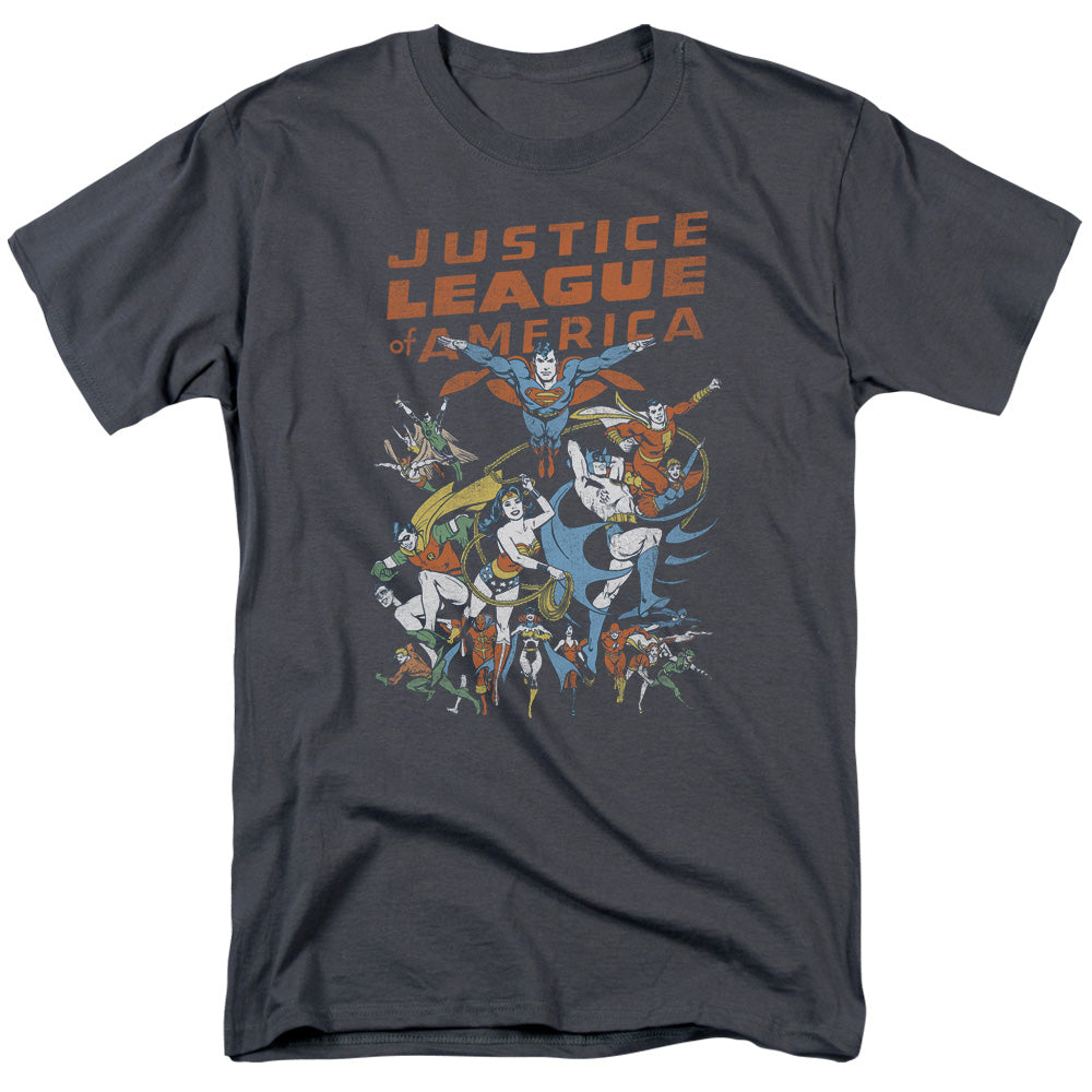 Justice League Big Group Mens T Shirt Charcoal