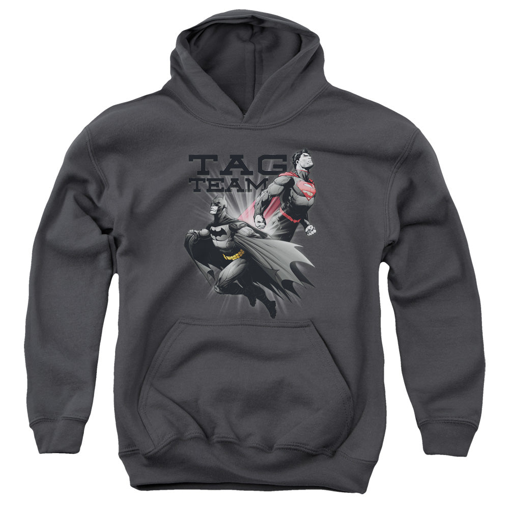 Justice League Tag Team Kids Youth Hoodie Charcoal