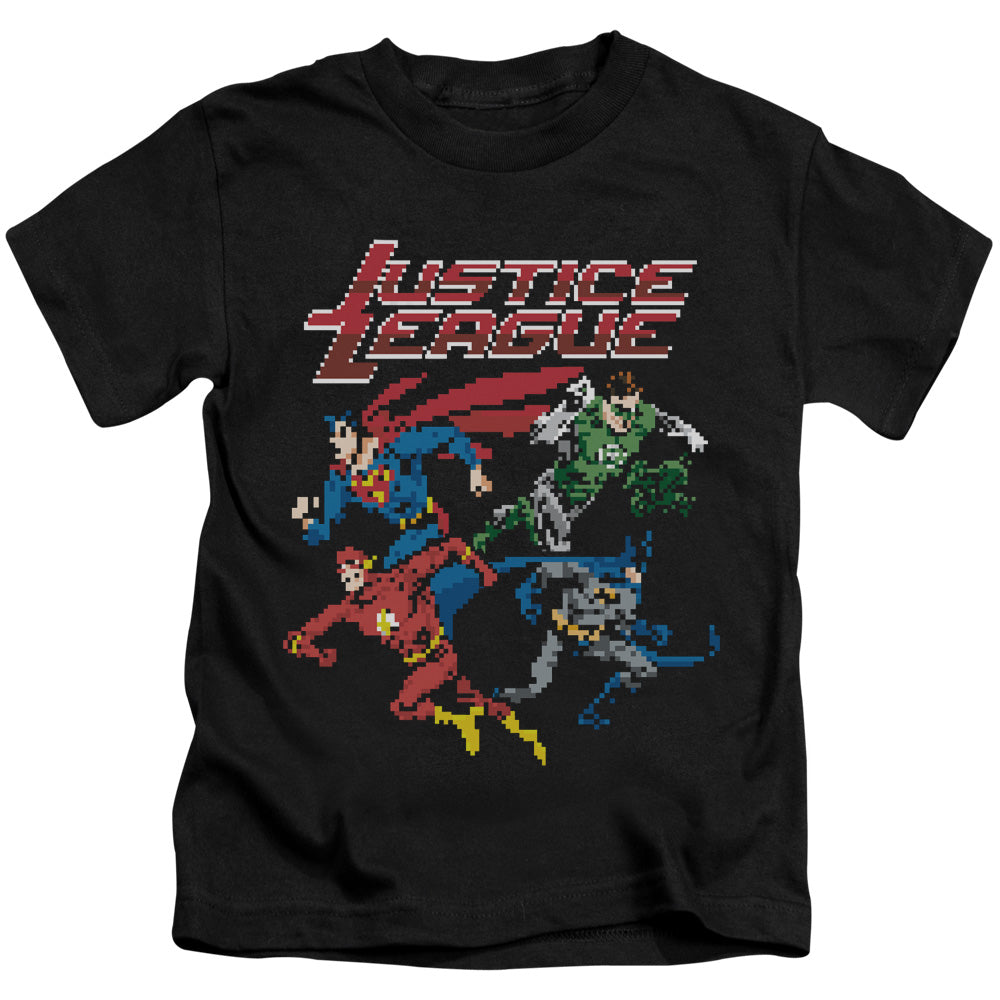Justice League Pixel League Juvenile Kids Youth T Shirt Black