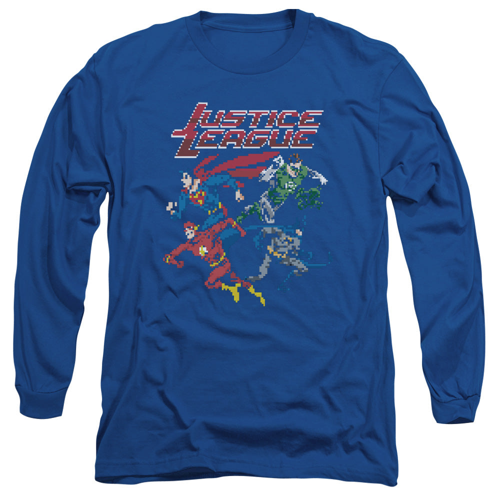 Justice League Pixel League Mens Long Sleeve Shirt Royal Blue