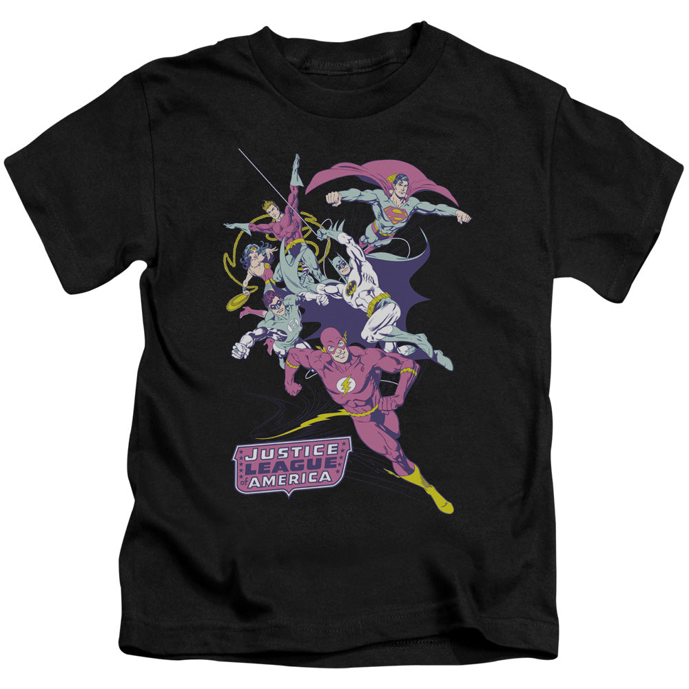 Justice League Colorful League Juvenile Kids Youth T Shirt Black