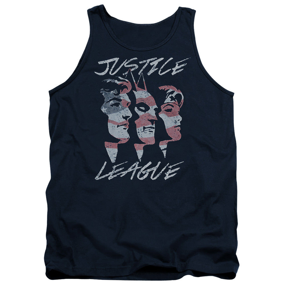 Justice League Justice for America Mens Tank Top Shirt Navy Blue