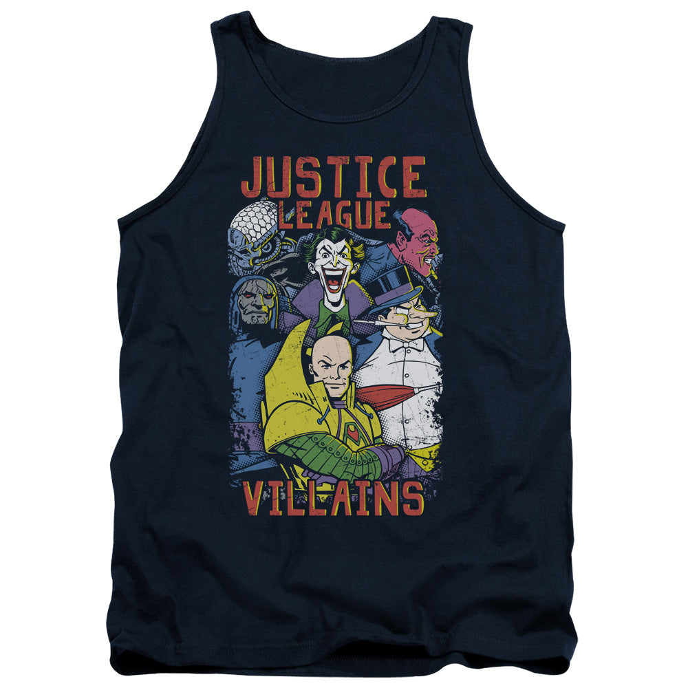 Justice League Villians Mens Tank Top Shirt Navy Blue