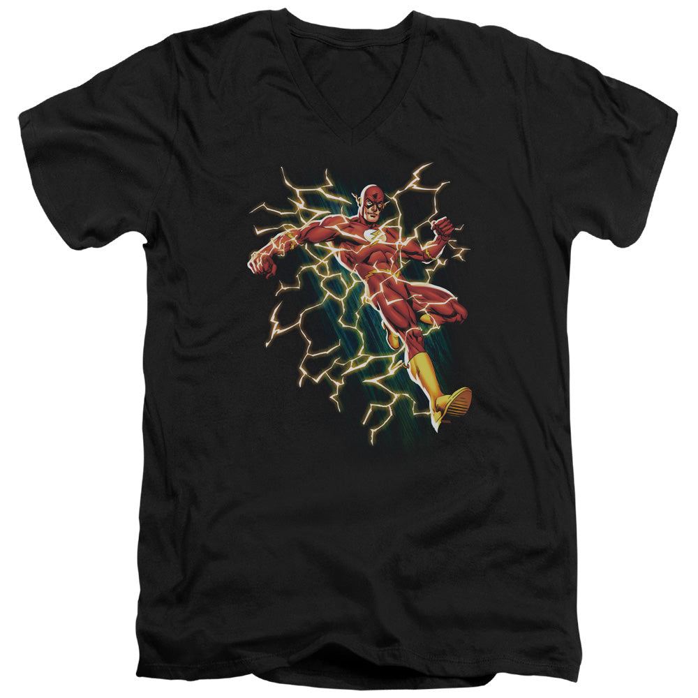 Justice League Electric Death Mens Slim Fit V-Neck T Shirt Black