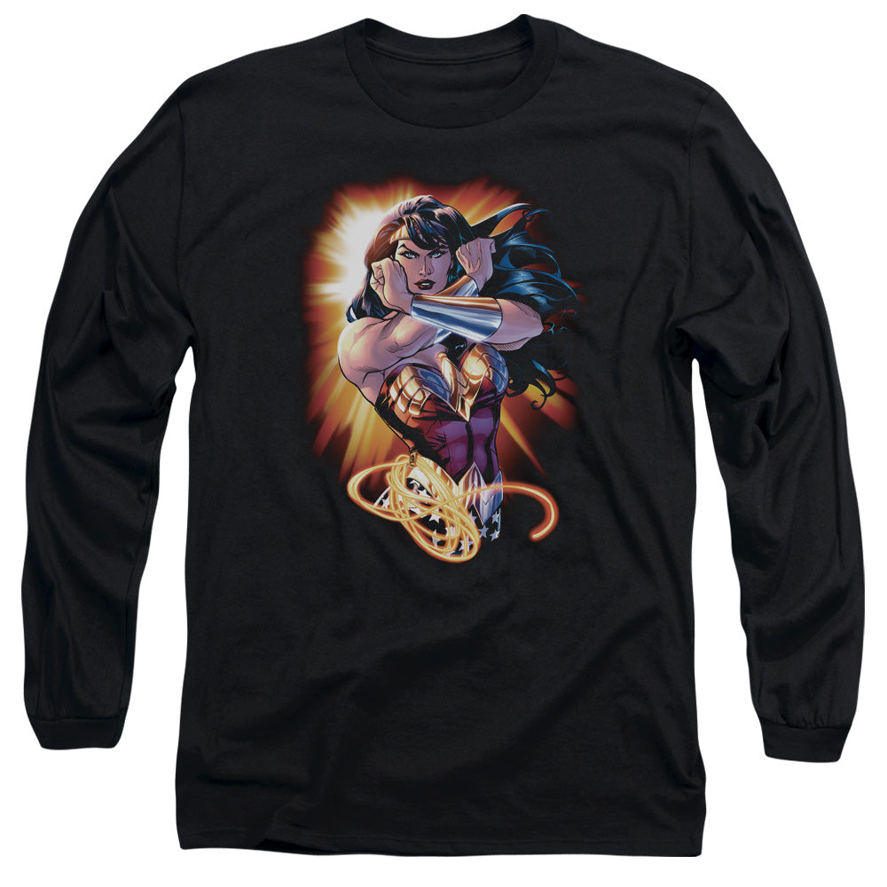 Justice League Wonder Rays Mens Long Sleeve Shirt Black