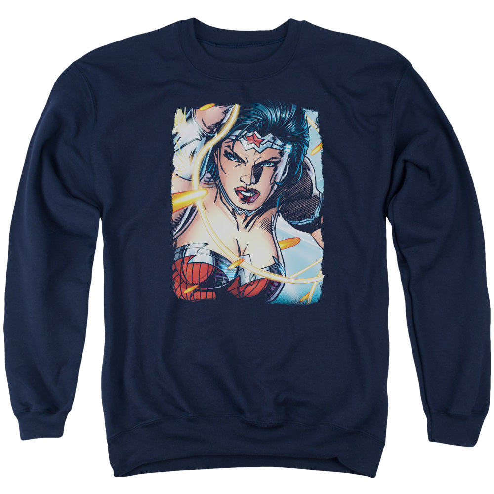 Justice League Scowl Mens Crewneck Sweatshirt Navy Blue