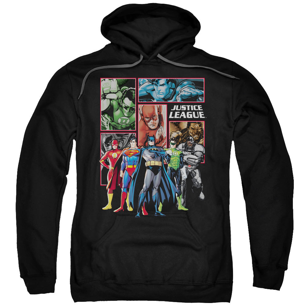 Justice League New Justice League Panels Mens Hoodie Black