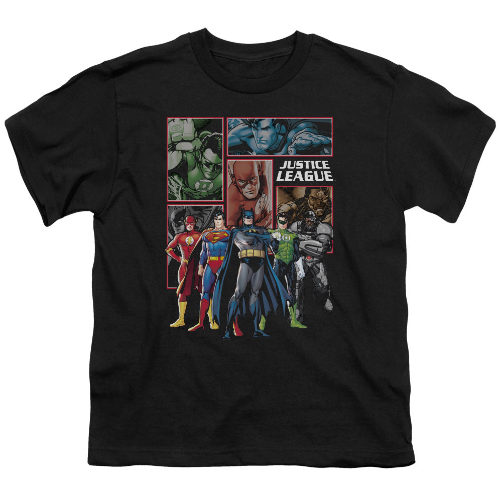 Justice League New Justice League Panels Kids Youth T Shirt Black