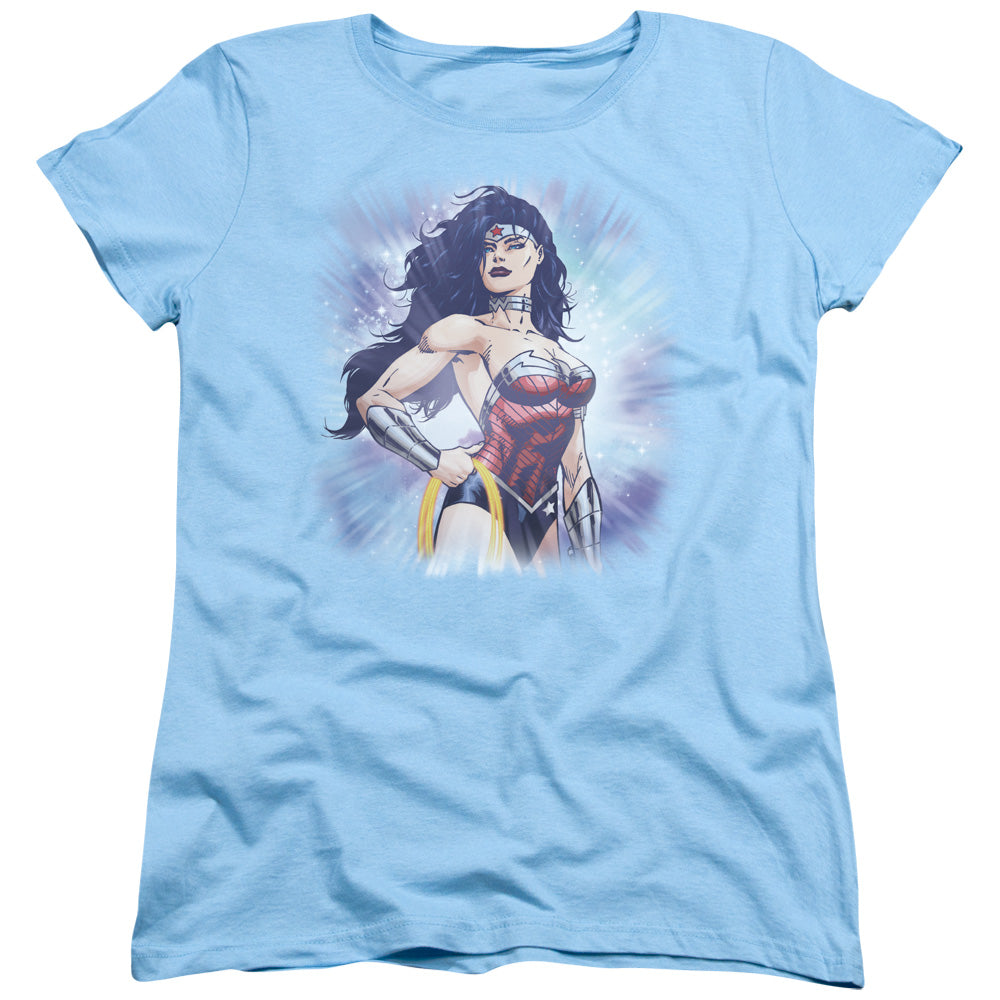 Justice League Warrior Womens T Shirt Light Blue