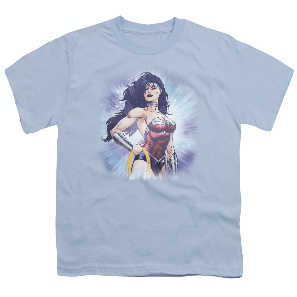 Justice League Warrior Kids Youth T Shirt Light Blue