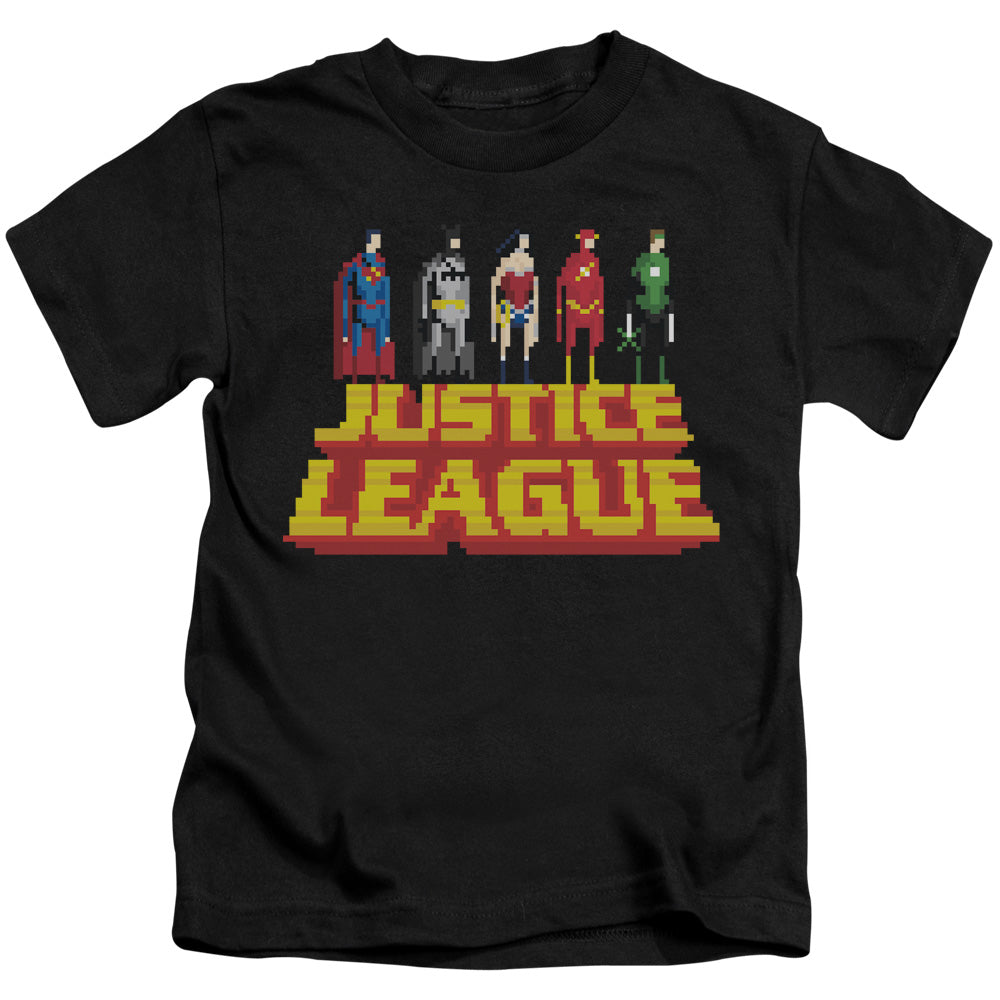 Justice League Standing Above Juvenile Kids Youth T Shirt Black