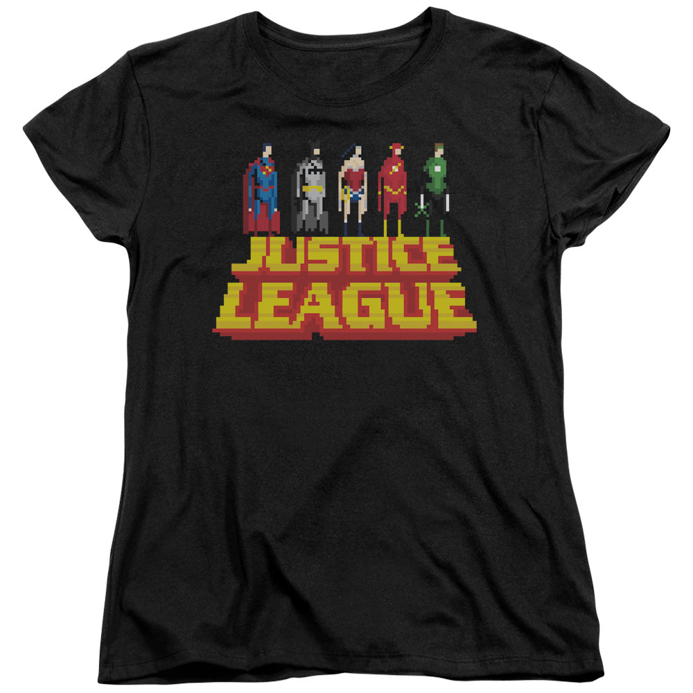 Justice League Standing Above Womens T Shirt Black