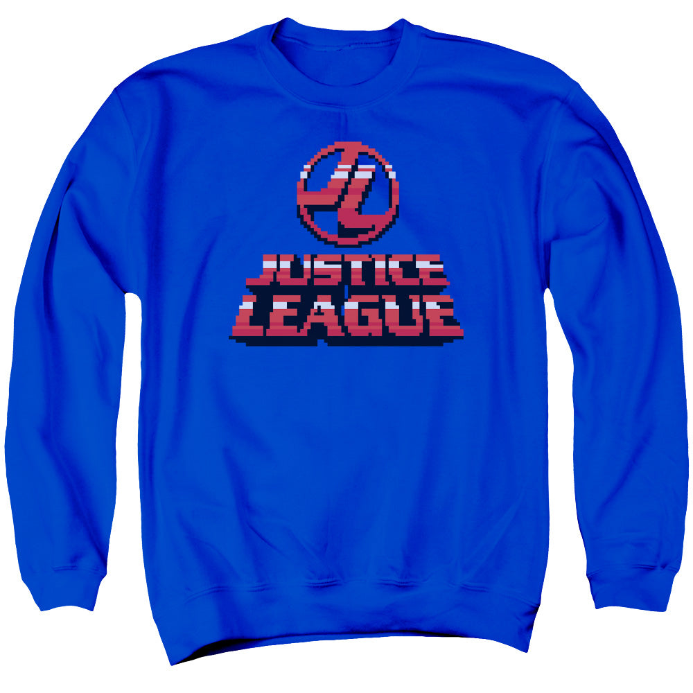 Justice League 8 Bit Justice League Mens Crewneck Sweatshirt Royal Blue