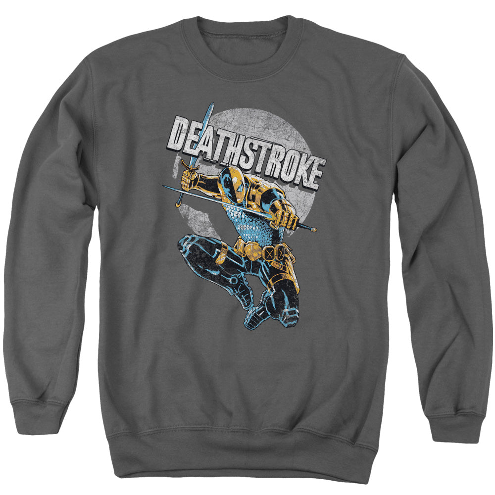 Justice League Deathstroke Retro Mens Crewneck Sweatshirt Charcoal