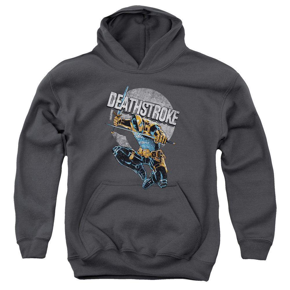 Justice League Deathstroke Retro Kids Youth Hoodie Charcoal